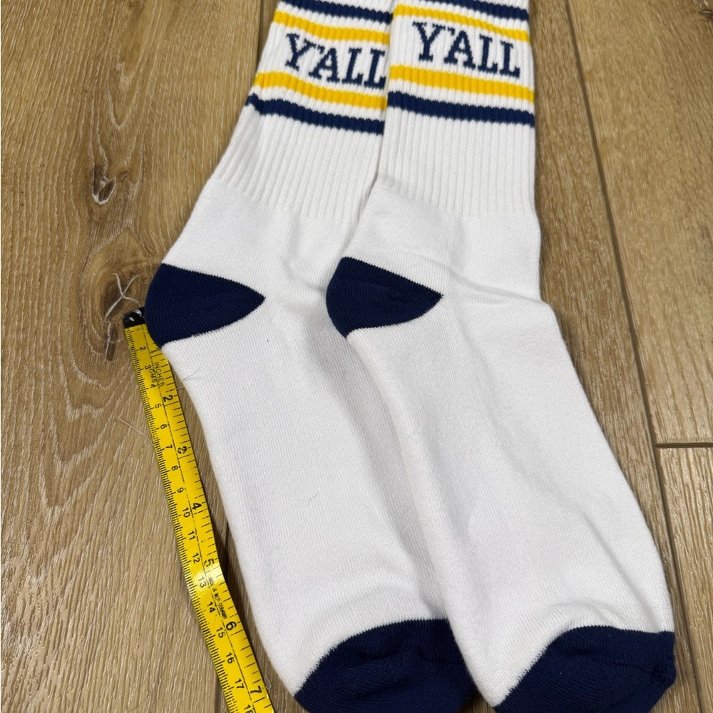 Y’ALL Brand New Blue Yellow Socks - Picture 4 of 4